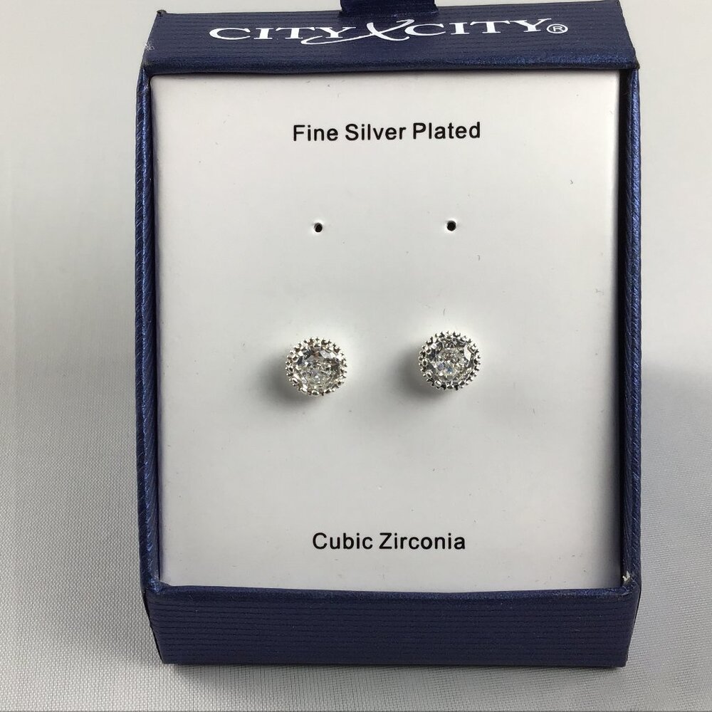 City City Fine Silver Plated Cubic Zirconia Earrings